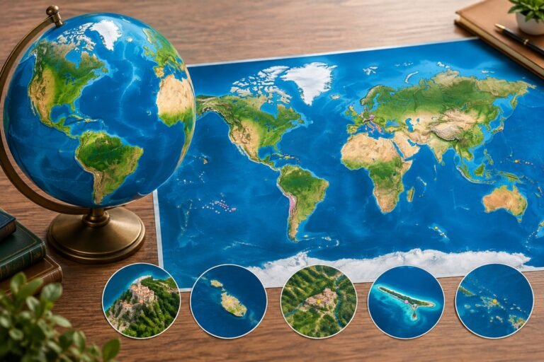 Mapa ilustrativo de pequeños países y microestados del mundo.